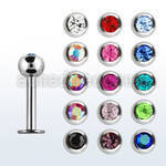 lbc4 14g 316l steel labret with 4mm bezel set jewel ball