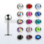 lbc4s 16g 316l steel labret with 4mm bezel set jewel ball