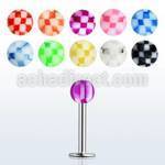 lbckb3 16g 316l steel labret with 3mm uv checkered ball