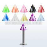 lbckn3 16g 316l steel labret with 3mm uv checkered cone