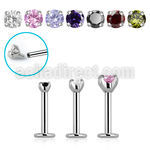 lbczin internally threaded steel labret w upper 2 5mm cz stone