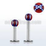 lbdxs 316l steel labret with a 3mm confederate acrylic ball