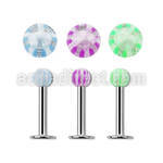 lbdxw steel labret w a 3mm acrylic ball w star pattern