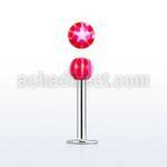 lbdxz steel labret w a 3mm ball w a red white star pattern