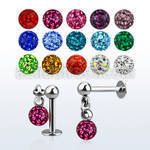 lber2 316l steel labret with 3mm plain ball 4mm ferido ball