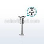 lbescw2 316l steel labret with a cross screw top