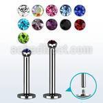 lbfb2 sugical steel labret with 2 2mm flat bezel crystal top