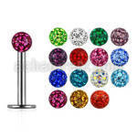 lbfr3 316l steel labret with 3mm ferido multi crystal ball