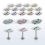 lbfw4c steel labret w a leave upper part w three crystals