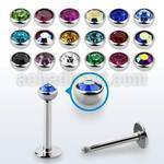 lbhjb3 316l steel labret with 3mm bezel set half jewel ball