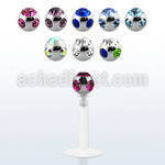 lbica 16g bio flexible labret with 3mm multi jewel ball