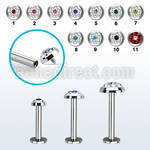 lbifrb steel internally threaded labret w multi crystal dot top
