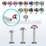 lbifrd steel internally threaded labret w multi crystal tristar
