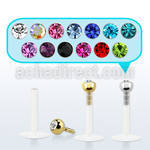 lbijb clear bio flexible labret with 2mm bezel crystal ball
