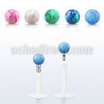 lbiop3 clear bio flexible labret w 3mm synthetic opal ball