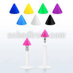 lbisacn3 clear bio flexible labret with 3mm color acrylic cone
