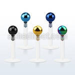 lbitb clear bio flexible labret with 3mm anodized ball