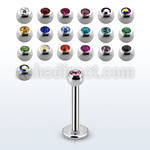 lbjb25 surgical steel labret w a tiny 2 5mm jewel ball