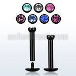 lbkc2 black anodized 316l steel labret w 2 2mm bezel crystal