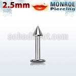 lbmcn25 surgical steel monroe piercing labret with a 2 5mm cone