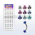lbnec3 display of eyebrow bananas with 3mm multi jewel balls