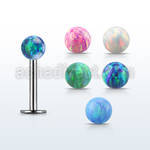 lbop3 316l steel labret with a 3mm synthetic opal ball