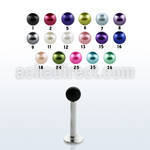 lbpr3 16g 316l steel labret with 3mm faux pearl ball