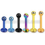 lbtb25 anodized surgical steel labret with a 2 5mm ball