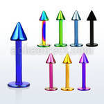 lbtcn3 premium pvd plated surgical steel labret with 3mm cone