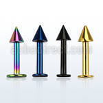 lbtcn4 anodized surgical steel labret with a 4mm cone