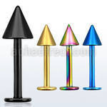 lbtcn4s anodized surgical steel labret with a 4mm cone