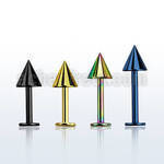 lbtcn5s anodized surgical steel labret with a 5mm cone
