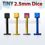 lbtdi25 anodized 316l steel labret with a 2 5mm dice