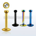 lbtj25 anodized 316l steel labret with 2 5mm bezel crystal