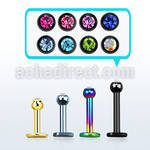 lbtjb25 anodized steel labret w a 2.5mm bezel set jewel ball