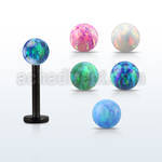 lbtop3 anodized 316l steel labret w a 3mm synthetic opal ball