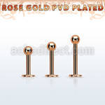lbttb3g rose gold steel labret with a 3mm ball