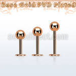 lbttb4 rose gold steel labret with a 4mm ball
