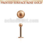 lbttfo3 rose gold 316l steel labret w a 3mm frosted steel ball