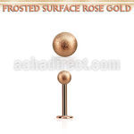 lbttfo4s rose gold plated steel labret w 4mm frosted steel ball