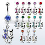 mcd2ct 316l steel belly banana with dangling twin cat