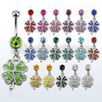 mcd350 316l steel belly banana with multi crystal flower