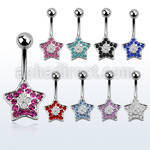 mcd356 316l steel belly banana with 2 color crystal star