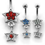 mcd367 316l steel belly banana w crystal star dangling star
