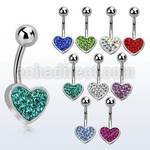 mcd372 316l steel belly banana with ferido glued crystal heart