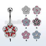 mcd378 316l steel belly banana with 2 color crystal flower