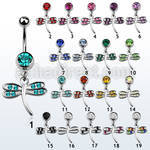 mcd392 316l steel belly banana with dangling dragonfly