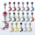 mcd401 316l steel belly banana with jewel ball crystal moon