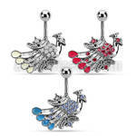 mcd442 316l steel belly banana with crystal peacock