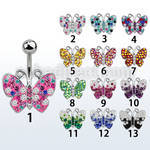 mcd448 316l steel belly banana with ferido crystal butterfly